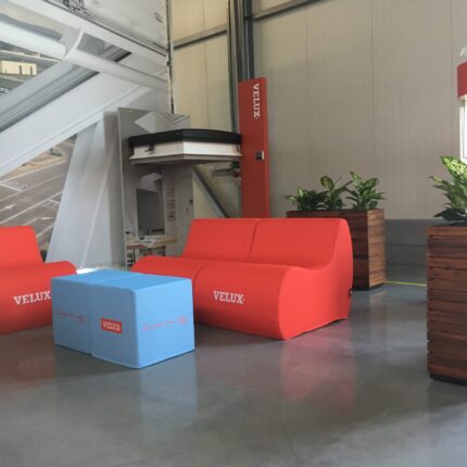 RED CUBE (45x45x45cm), foam seating cube, advertising stool, foam