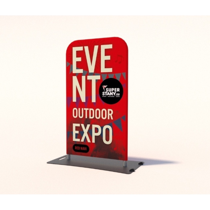 RED NAVI textile mini wall, 0,6 x 1,2M, steel base on wheels, all-over print