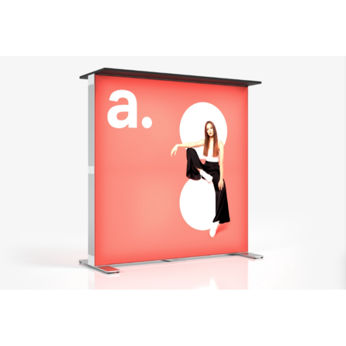 RED LED Express Table - illuminated scissor promo table, double-sided design, tool-free folding