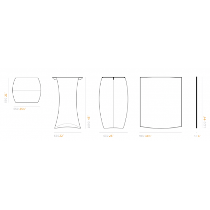 FLUX High table Column, flat folding, event furniture