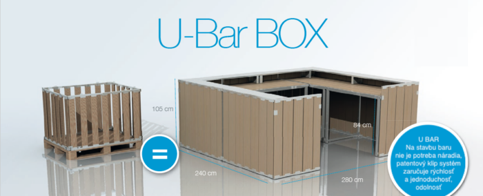 U BAR Elements - natural / white / grey, folding pallet, wooden