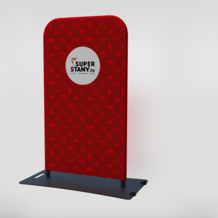 RED NAVI textile mini wall, 0,6 x 1,2M, steel base on wheels, all-over print