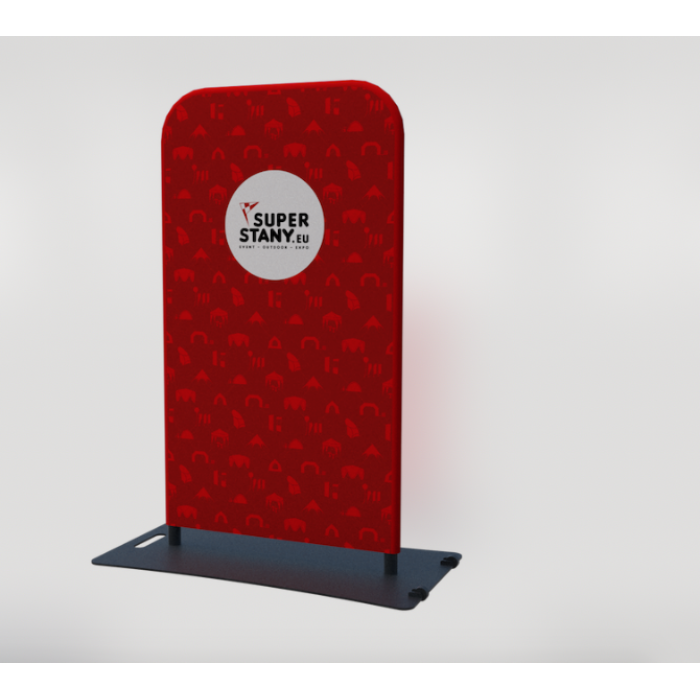 RED NAVI textile mini wall, 0,6 x 1,2M, steel base on wheels, all-over print