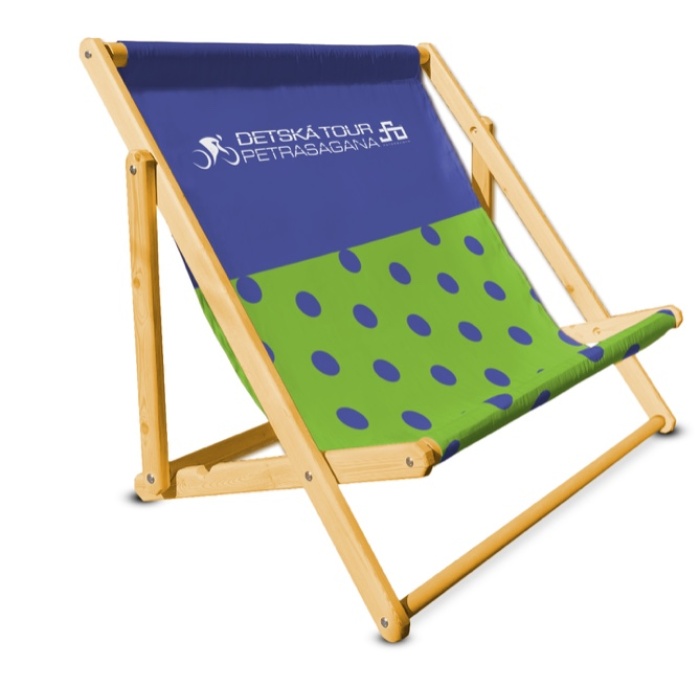 Wooden beach chaise longue with custom printing